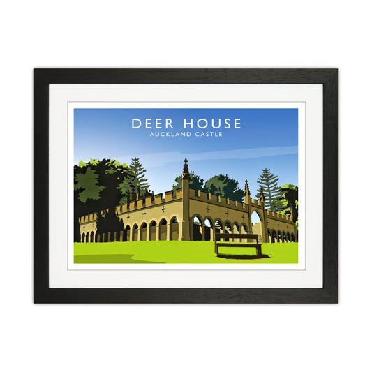 Deer House Travel Art Print by Richard O'Neill Black Grain