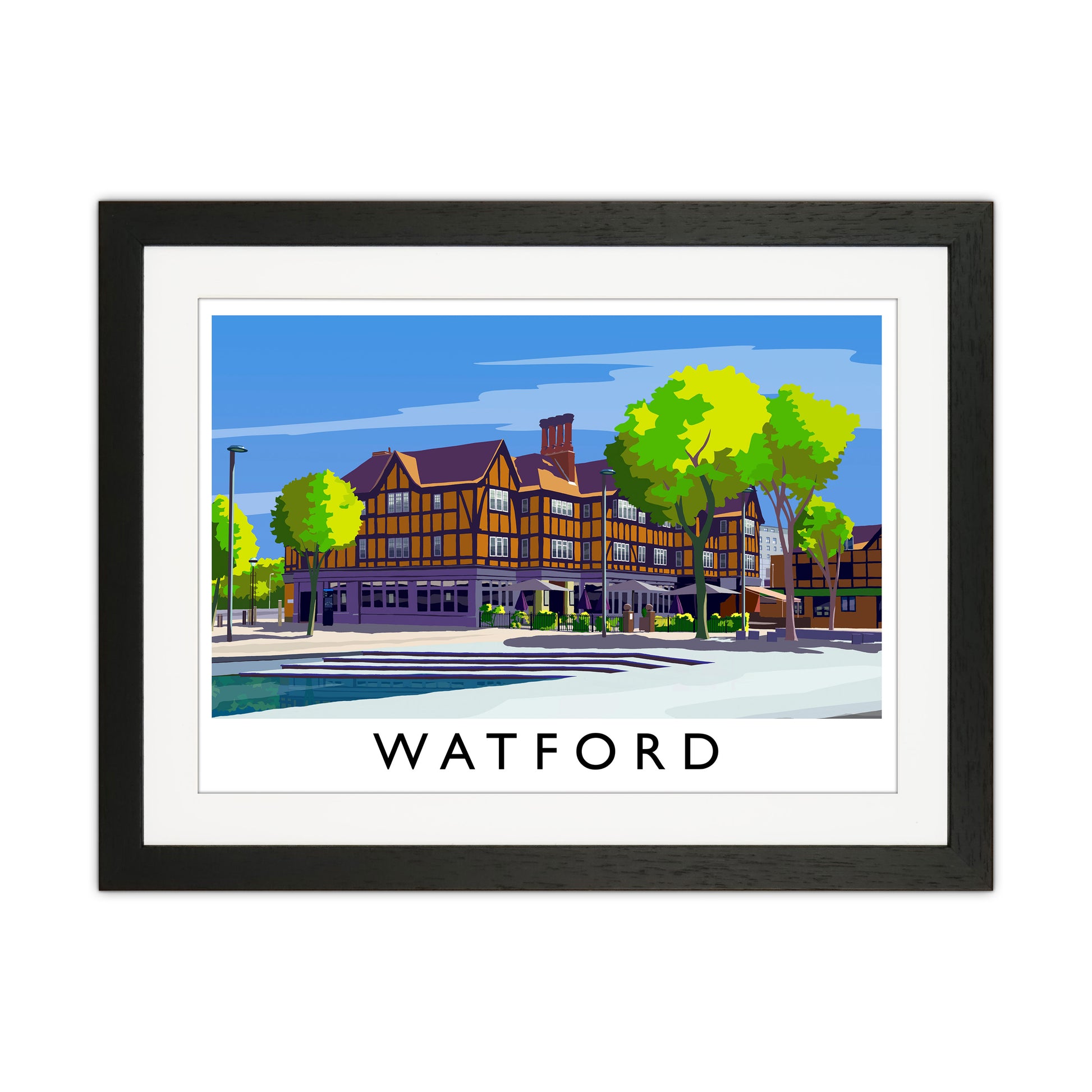 Watford 2 Travel Art Print by Richard O'Neill Black Grain