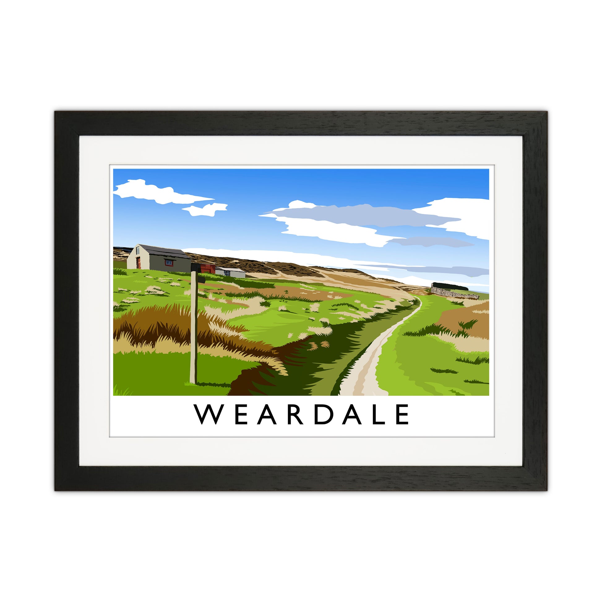 Weardale Travel Art Print by Richard O'Neill Black Grain