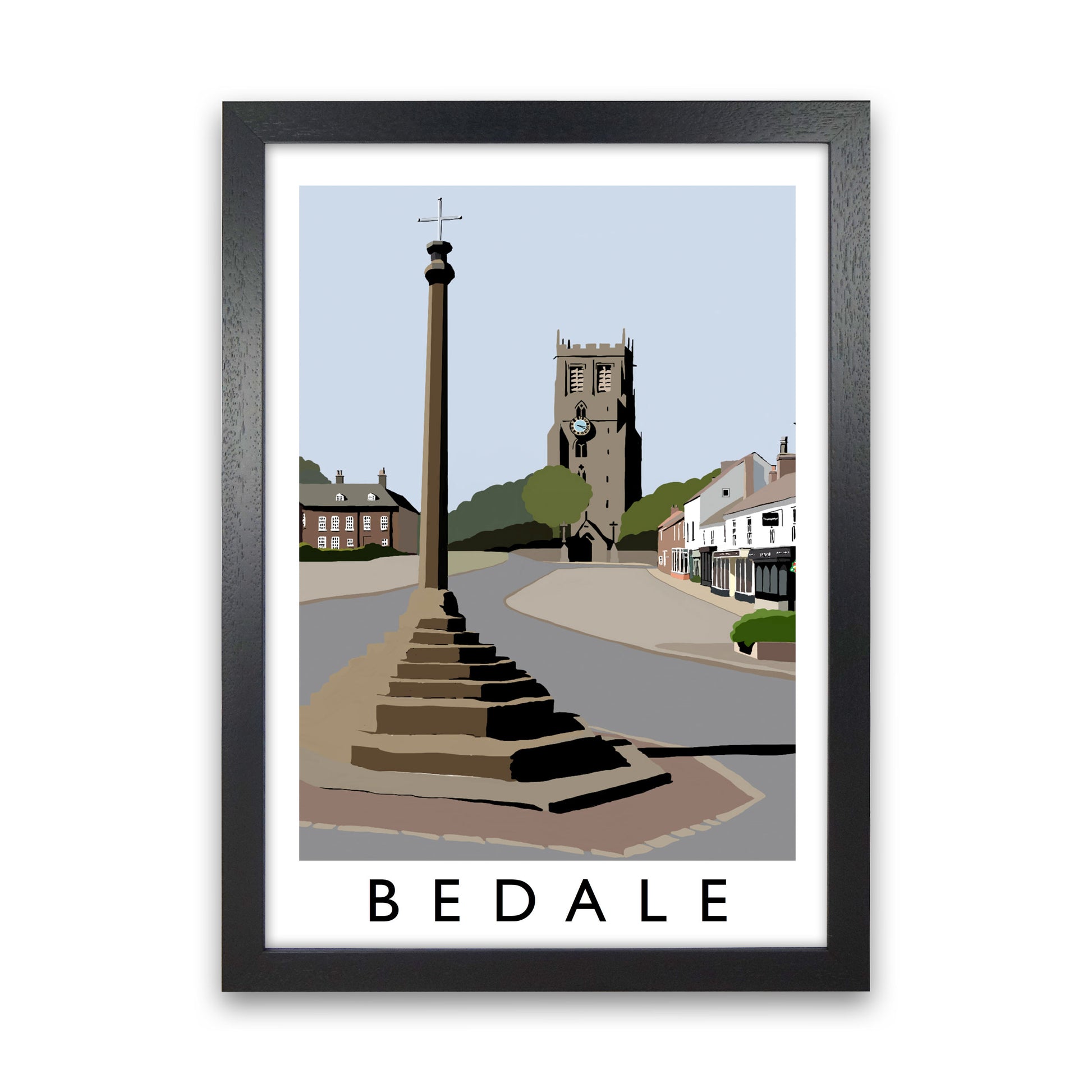 Bedale Framed Digital Art Print by Richard O'Neill Black Grain