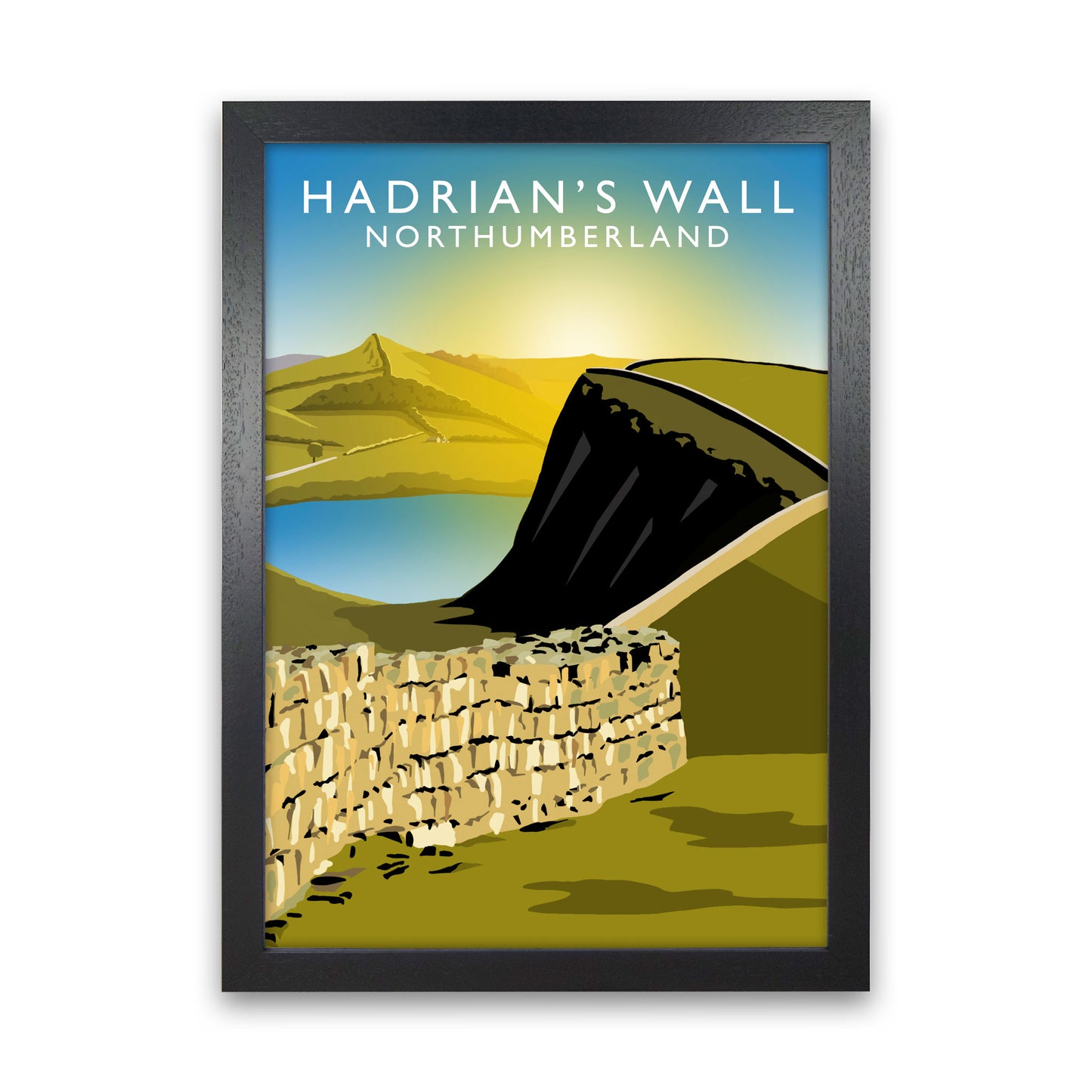 Hadrian's Wall Northumberland Framed Art Print by Richard O'Neill Black Grain