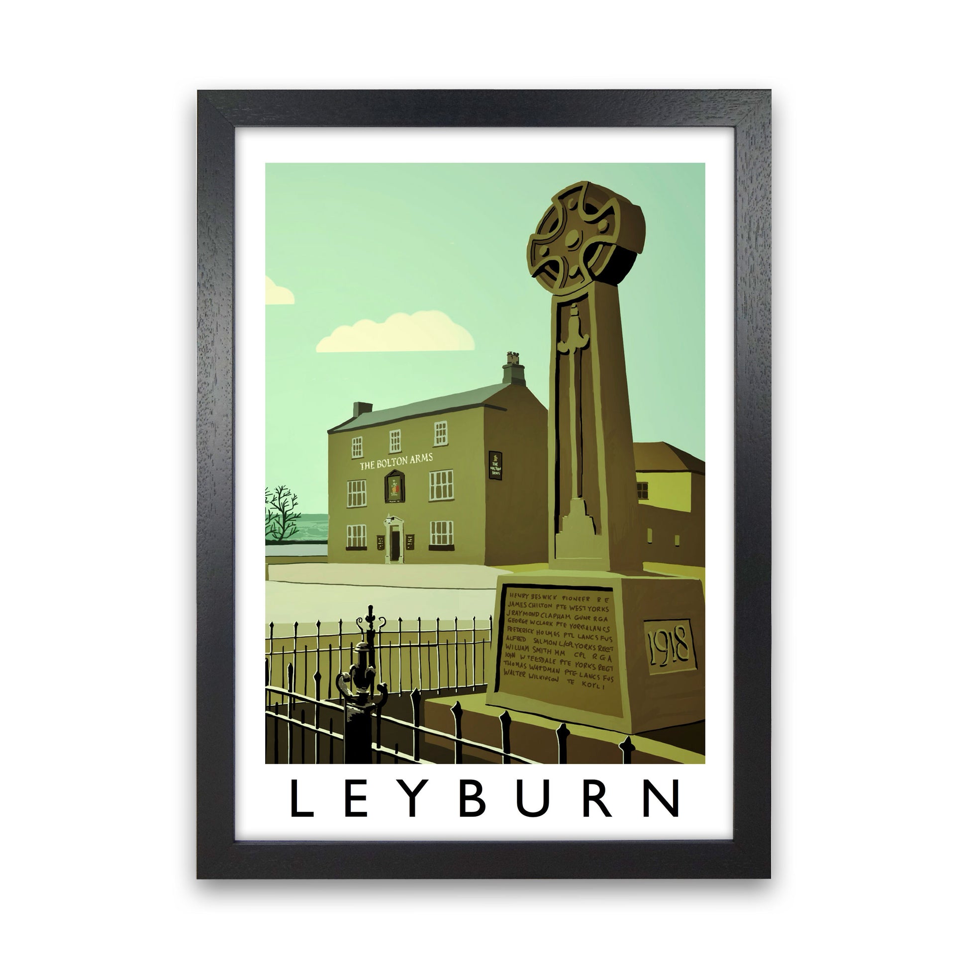 Leyburn Framed Digital Art Print by Richard O'Neill Black Grain