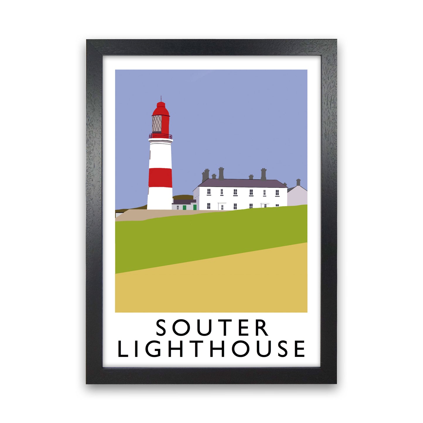 Souter Lighthouse Framed Digital Art Print by Richard O'Neill Black Grain