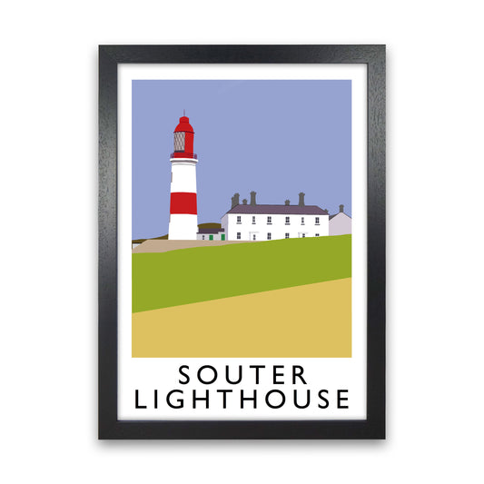 Souter Lighthouse Framed Digital Art Print by Richard O'Neill Black Grain