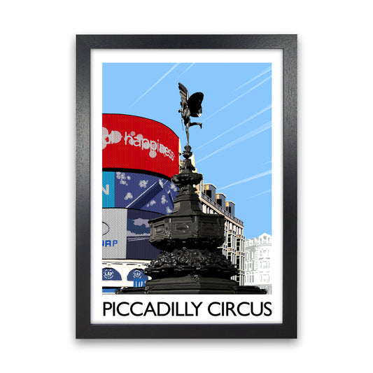 Piccadilly Circus London Portrait Art Print by Richard O'Neill Black Grain