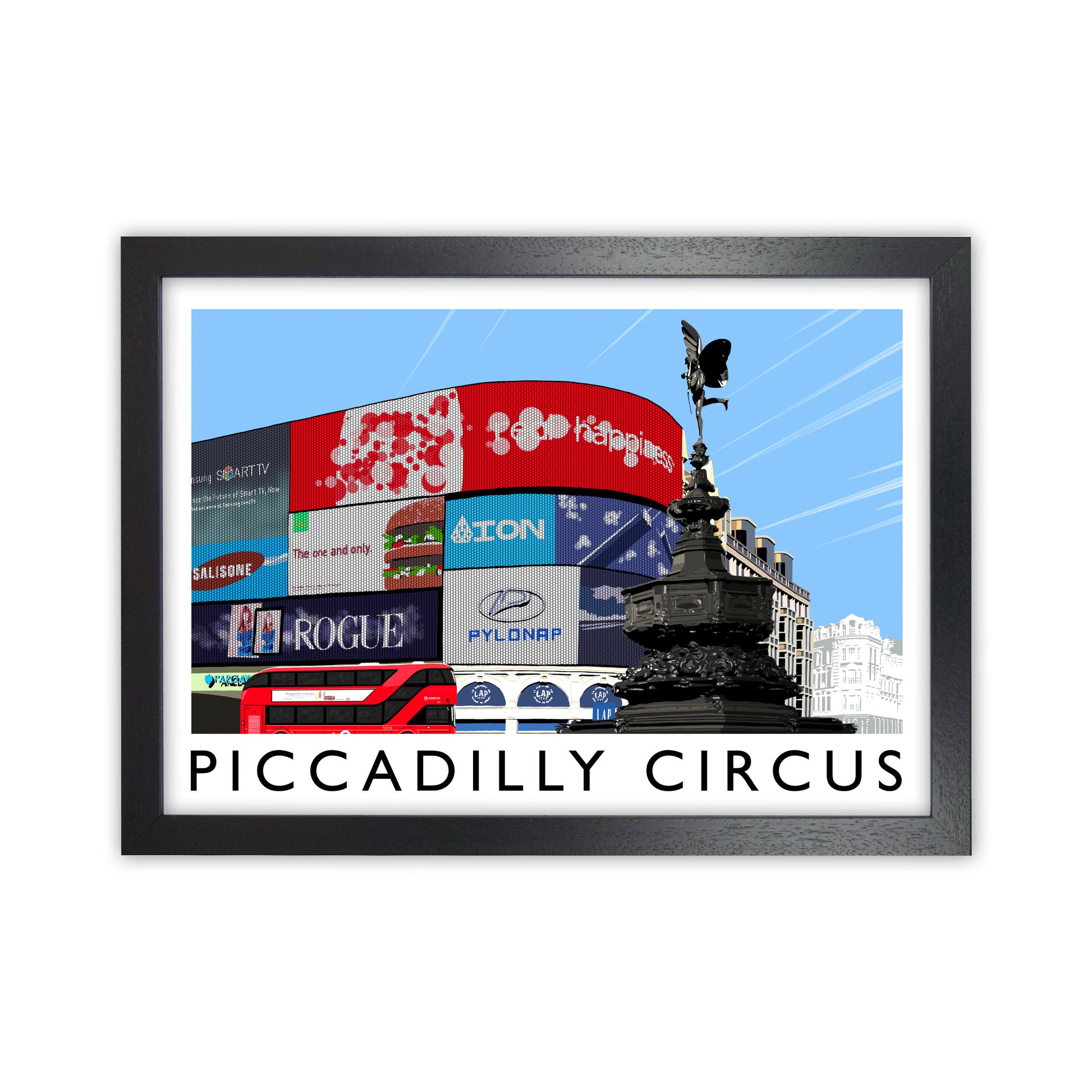 Piccadilly Circus London Art Print by Richard O'Neill Black Grain