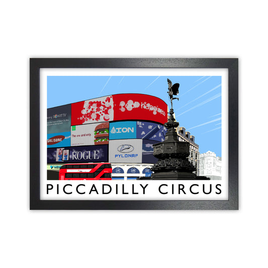 Piccadilly Circus London Art Print by Richard O'Neill Black Grain