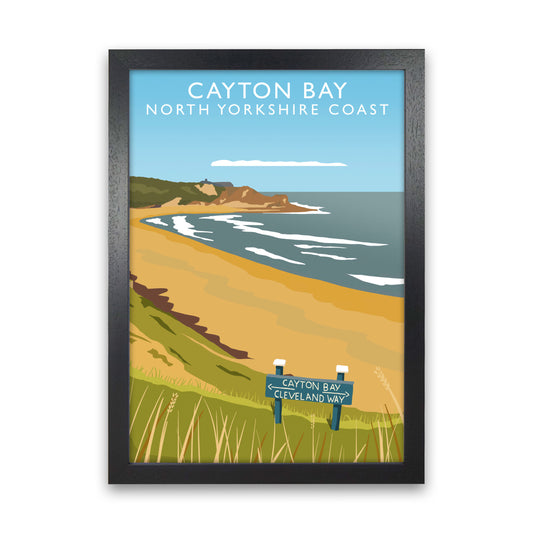 Cayton Bay North Yorkshire Coast Portrait Framed Digital Art Print by Richard O'Neill Black Grain