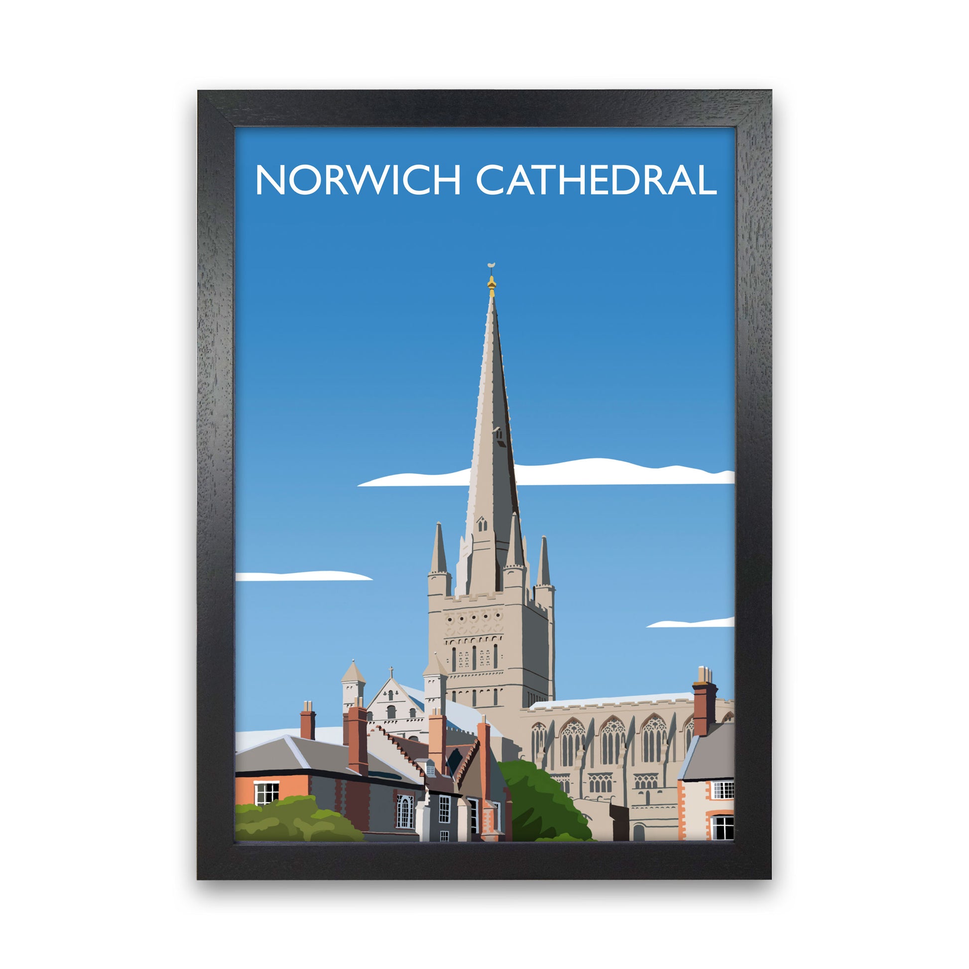 Norwich Cathedral Portrait  Art Print by Richard O'Neill Black Grain