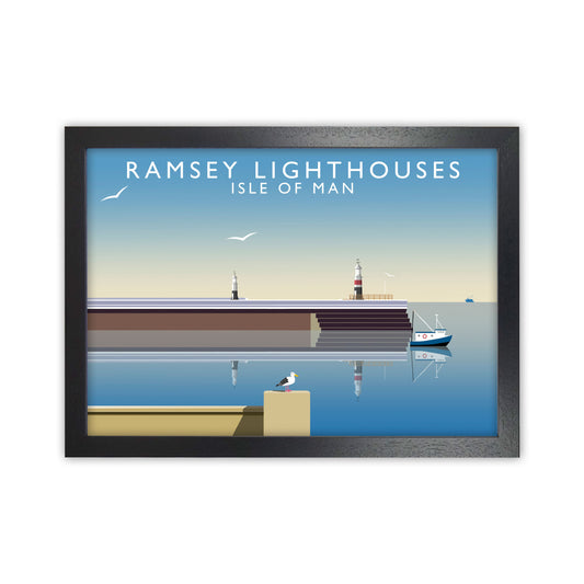 Ramsey Lighthouses Isle of Man Art Print by Richard O'Neill Black Grain