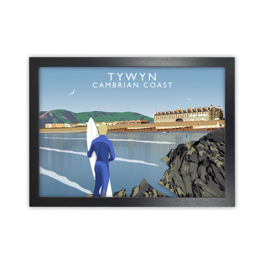 Tywyn Cambrian Coast Framed Digital Art Print by Richard O'Neill Black Grain