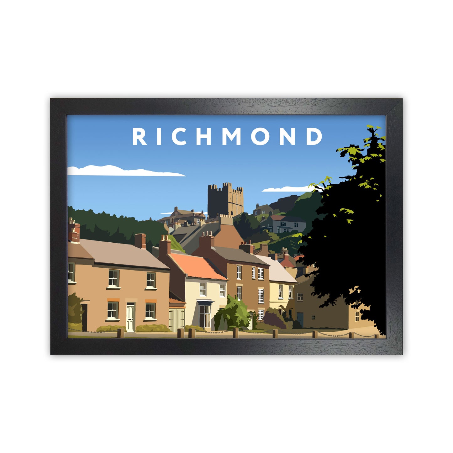 Richmond4 Travel Art Print by Richard O'Neill, Framed Wall Art Black Grain