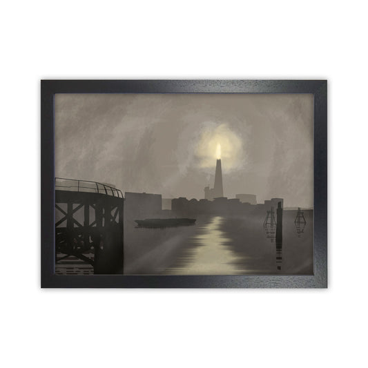 Shard In Fog Travel Art Print by Richard O'Neill, Framed Wall Art Black Grain