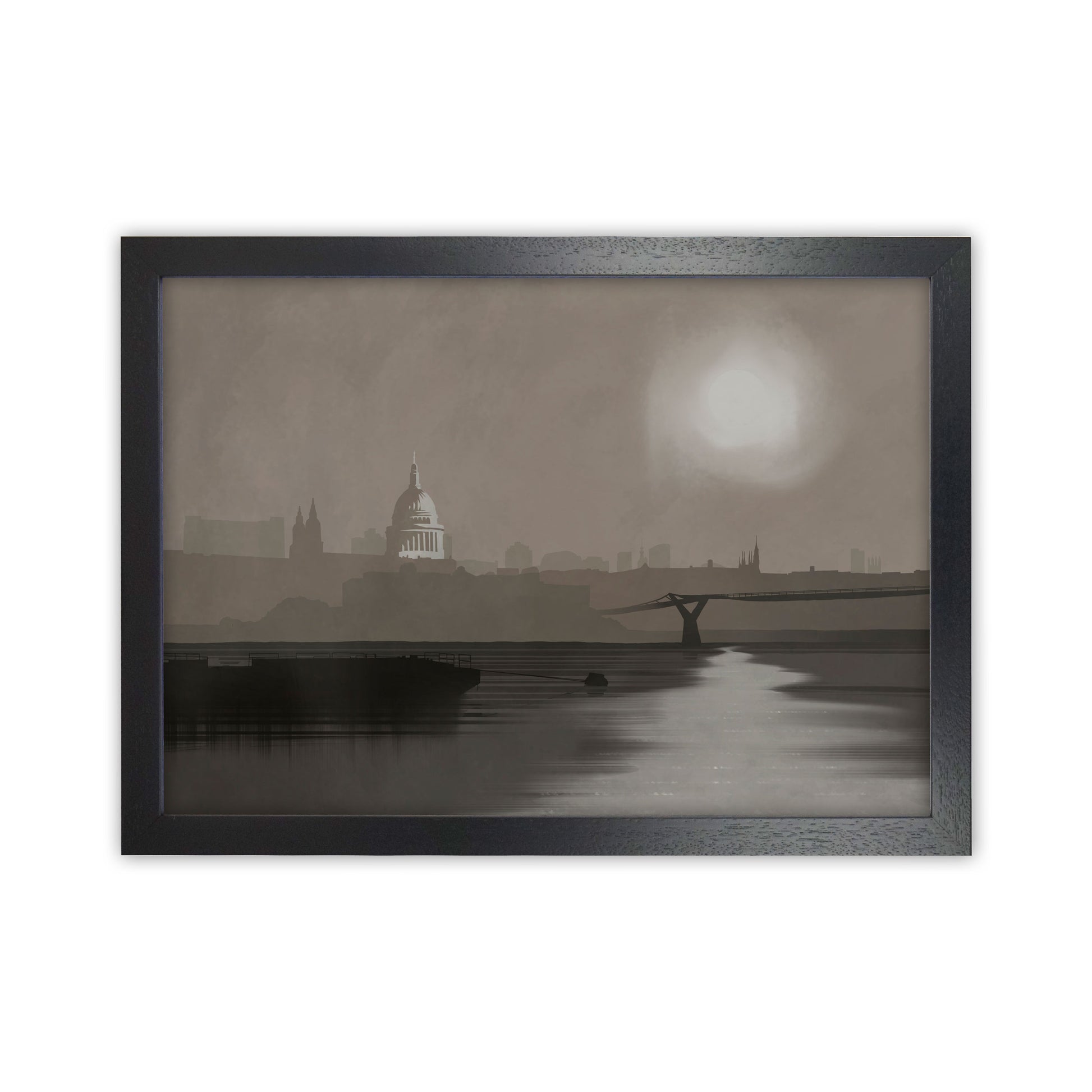 St. Paul's In Fog Travel Art Print by Richard O'Neill, Framed Wall Art Black Grain