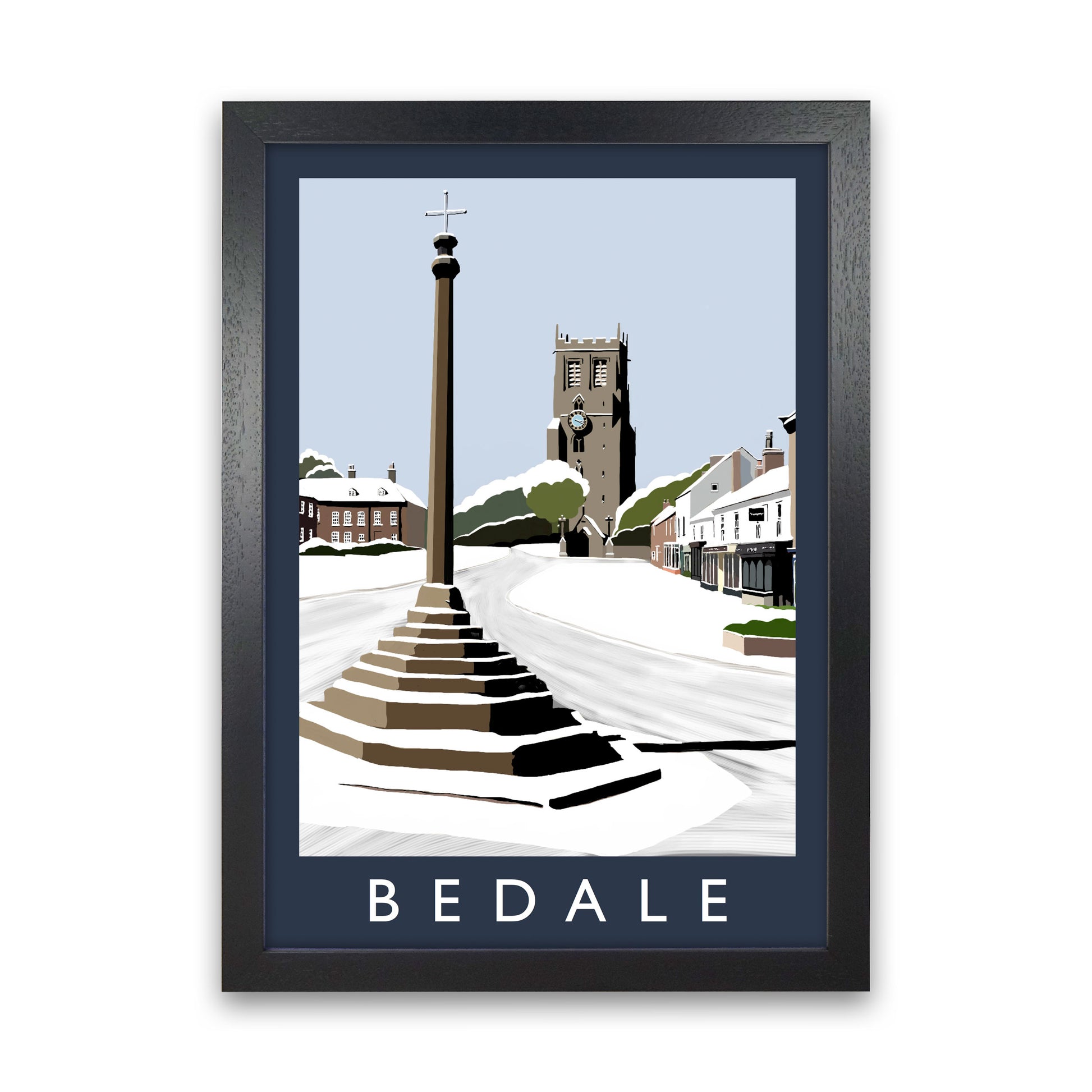 Bedale In Snow Portrait by Richard O'Neill Black Grain