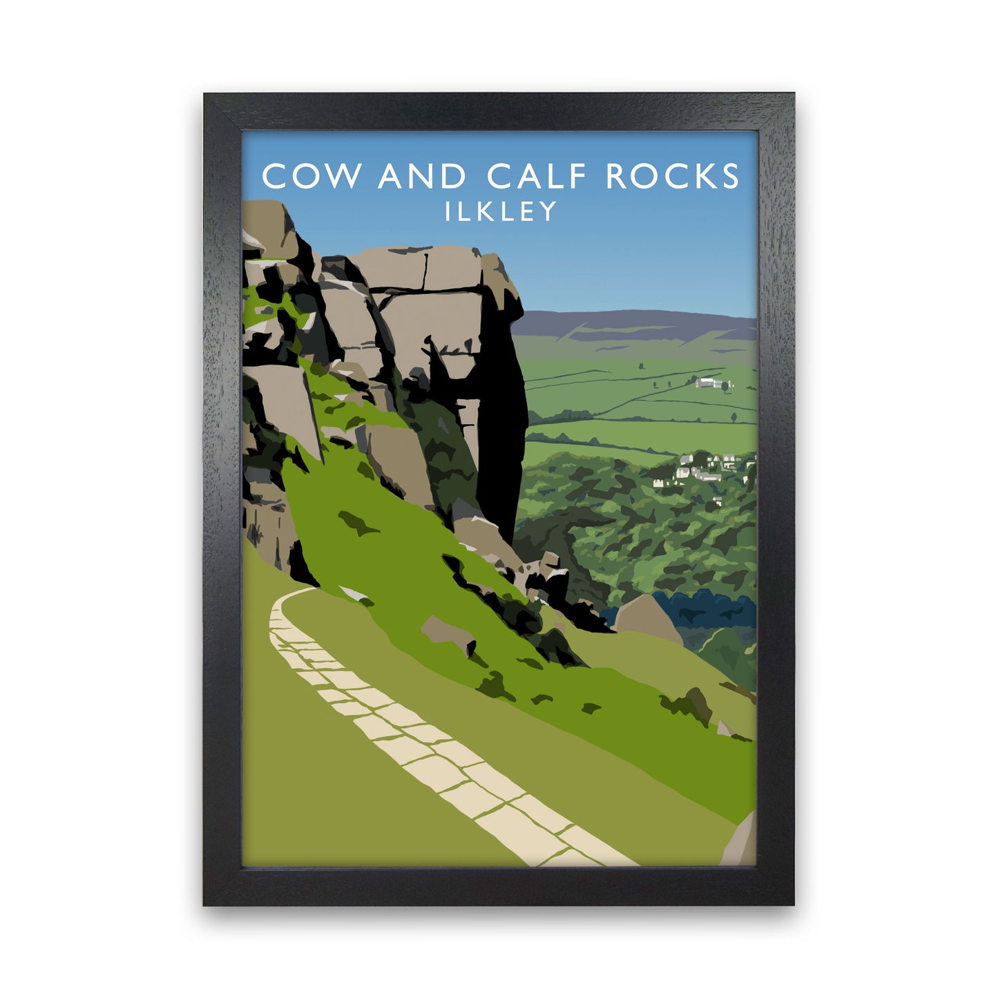 Cow And Calf Rocks Portrait by Richard O'Neill Black Grain