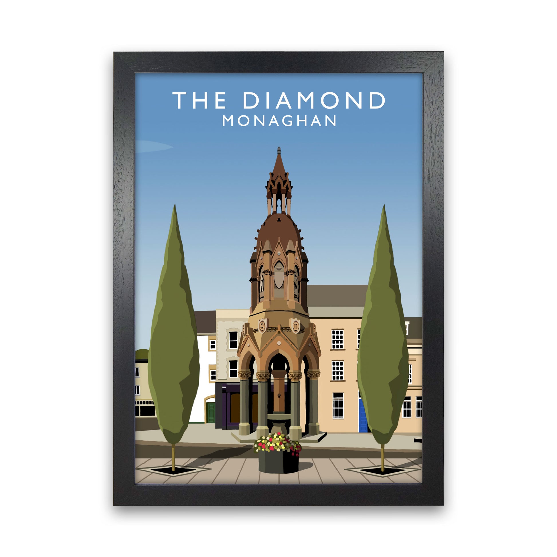 The Diamond Monaghan Portrait Travel Art Print by Richard O'Neill, Framed Wall Art Black Grain