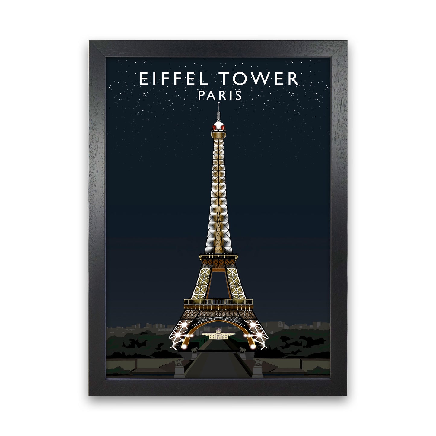 Eiffel Tower Night by Richard O'Neill Black Grain