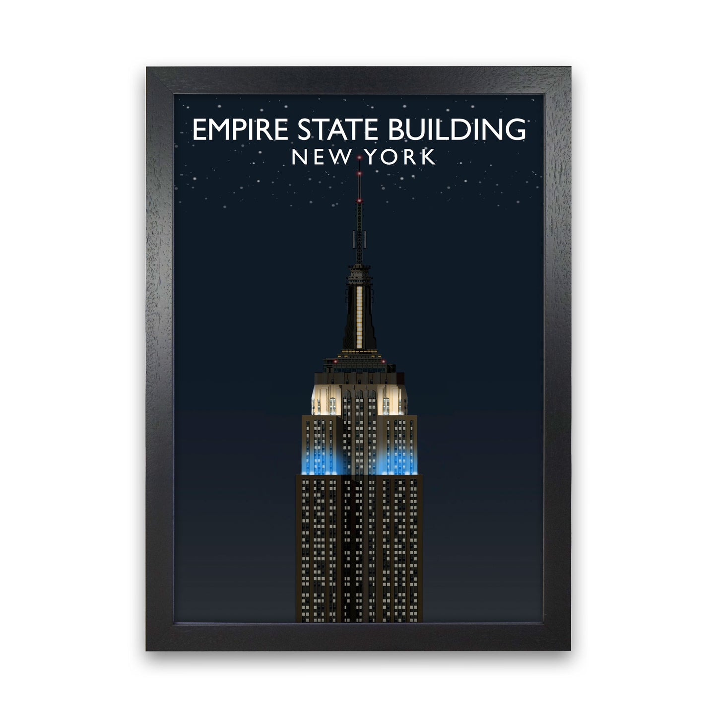 Empire State Building Night by Richard O'Neill Black Grain