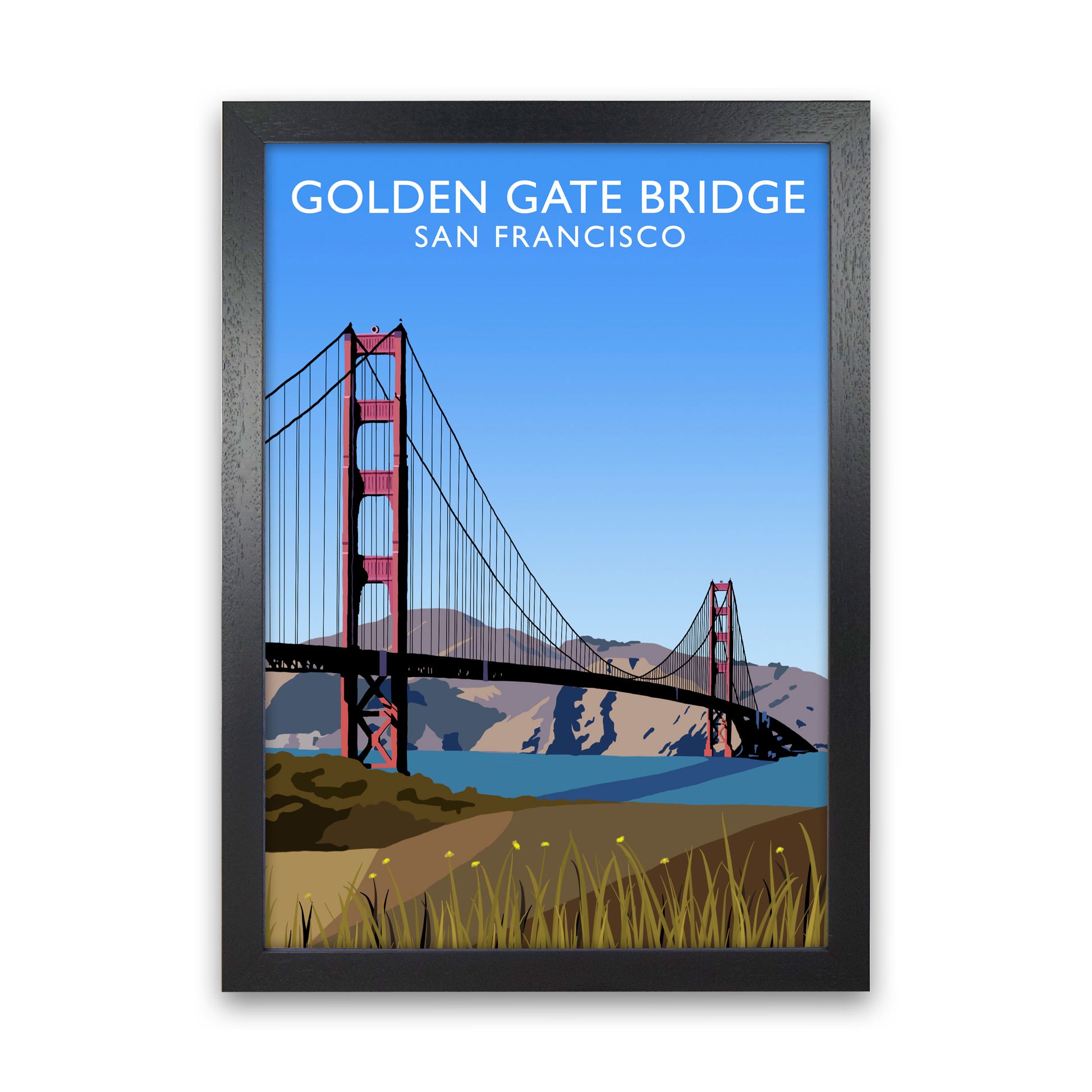 Golden Gate Bridge Portrait by Richard O'Neill Black Grain