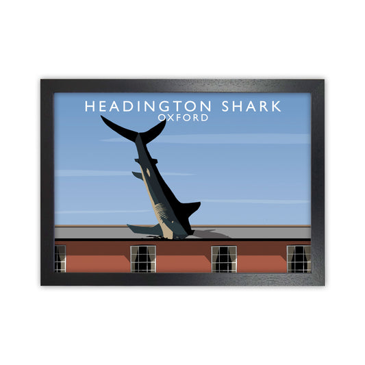 Headington Shark Oxford Travel Art Print by Richard O'Neill, Framed Wall Art Black Grain