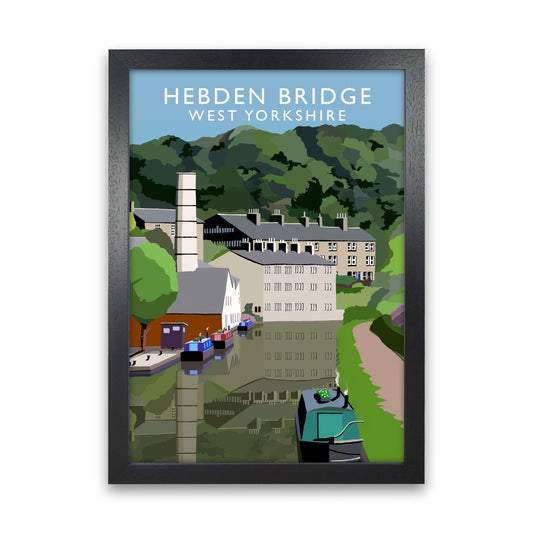 Hebden Bridge West Yorkshire Portrait Travel Art Print by Richard O'Neill Black Grain