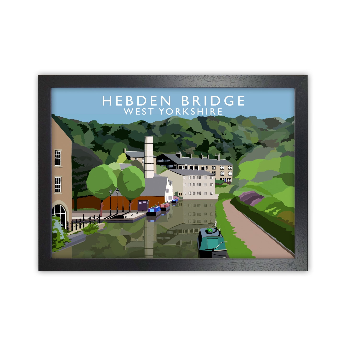 Hebden Bridge West Yorkshire Travel Art Print by Richard O'Neill Black Grain