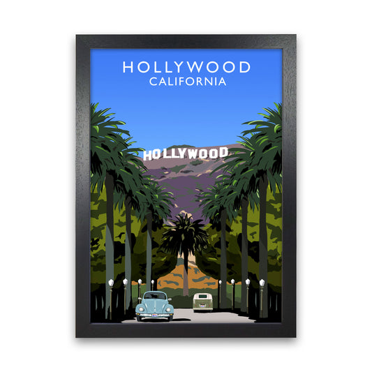 Hollywood California Travel Art Print by Richard O'Neill, Framed Wall Art Black Grain