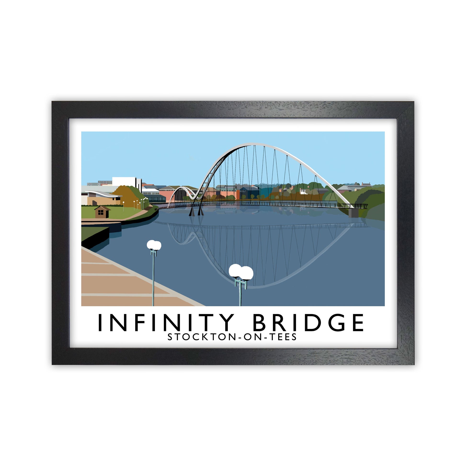 Infinity Bridge Stockton-On-Tees Art Print by Richard O'Neill Black Grain