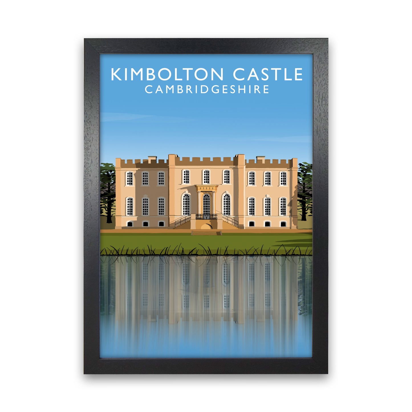 Kimbolton Castle Cambridgeshire Portrait Travel Art Print by Richard O'Neill Black Grain