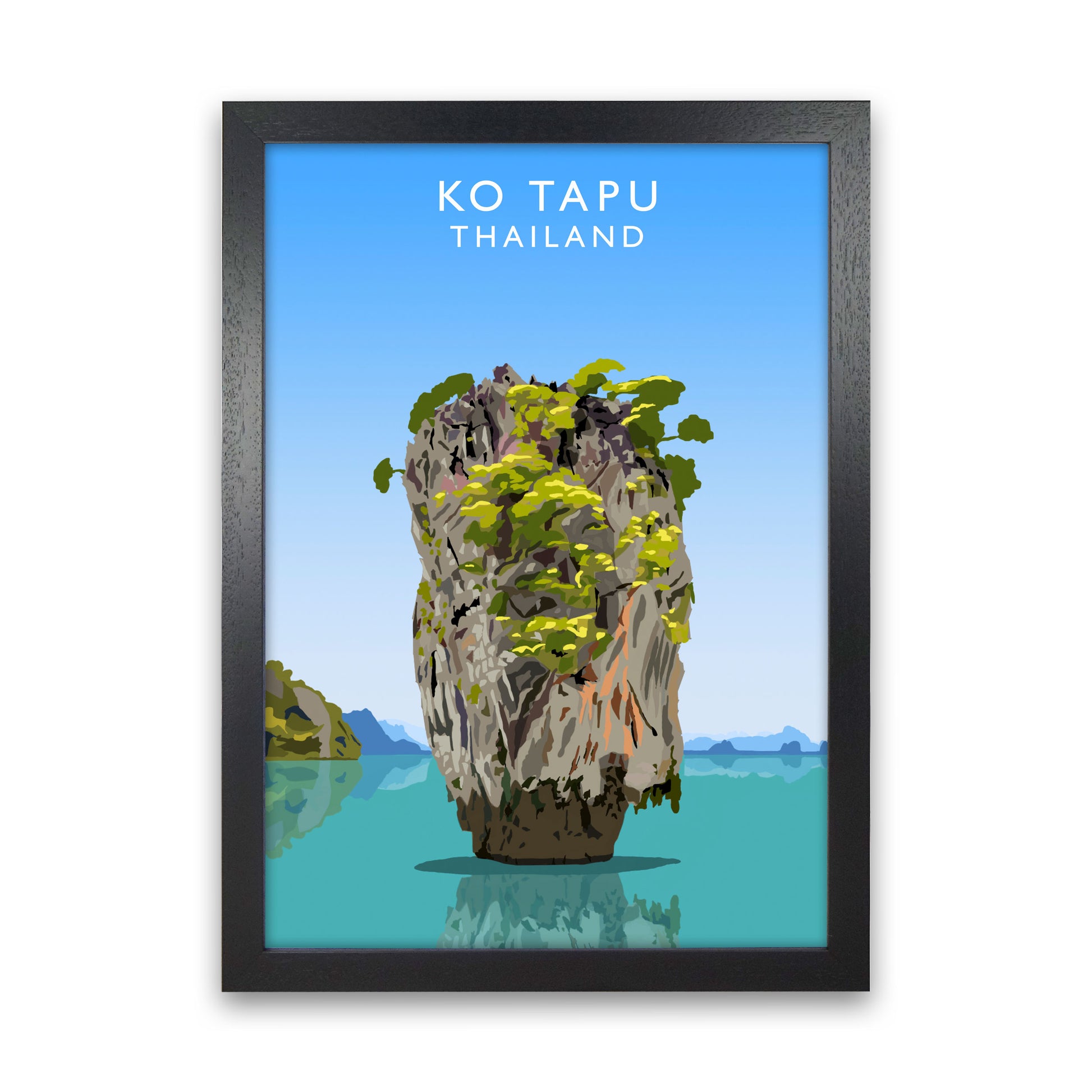 Ko Tapu Thailand  Portrait Travel Art Print by Richard O'Neill, Framed Wall Art Black Grain