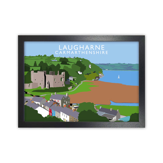 Laugharne Art Print by Richard O'Neill, Framed Wall Art Black Grain