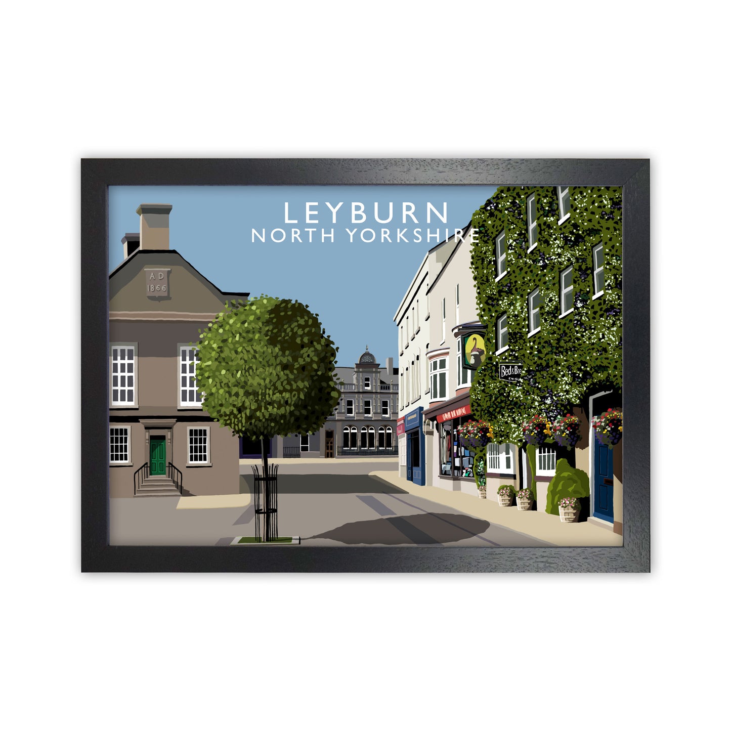 Leyburn North Yorkshire Framed Digital Art Print by Richard O'Neill Black Grain