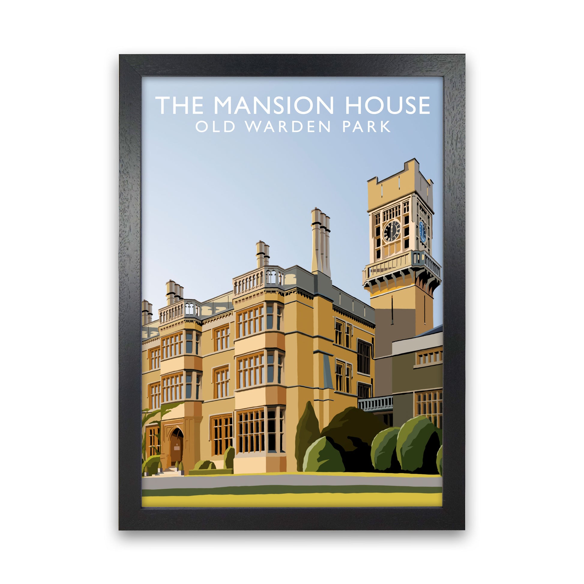 The Mansion House  Portrait Old Warden Park Travel Art Print by Richard O'Neill Black Grain