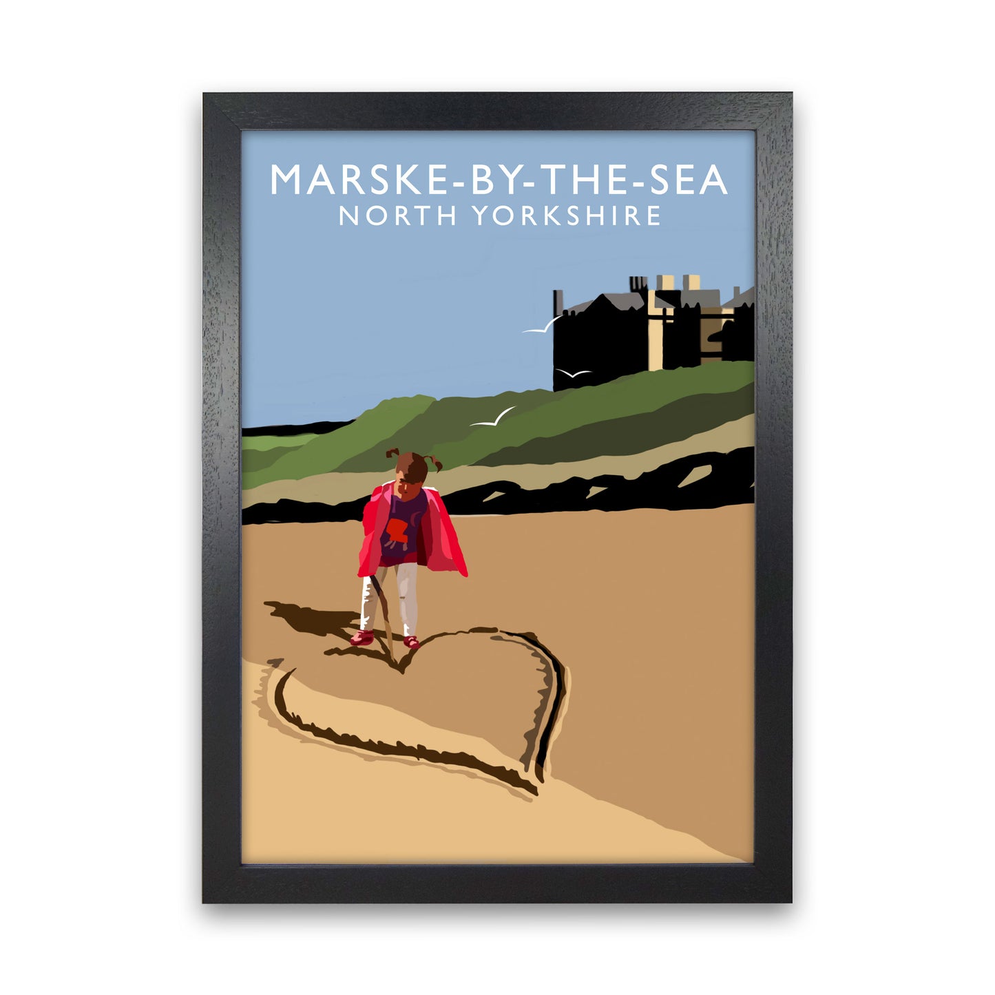 Marske-By-The-Sea2 Portrait  North Yorkshire Travel Art Print by Richard O'Neill Black Grain