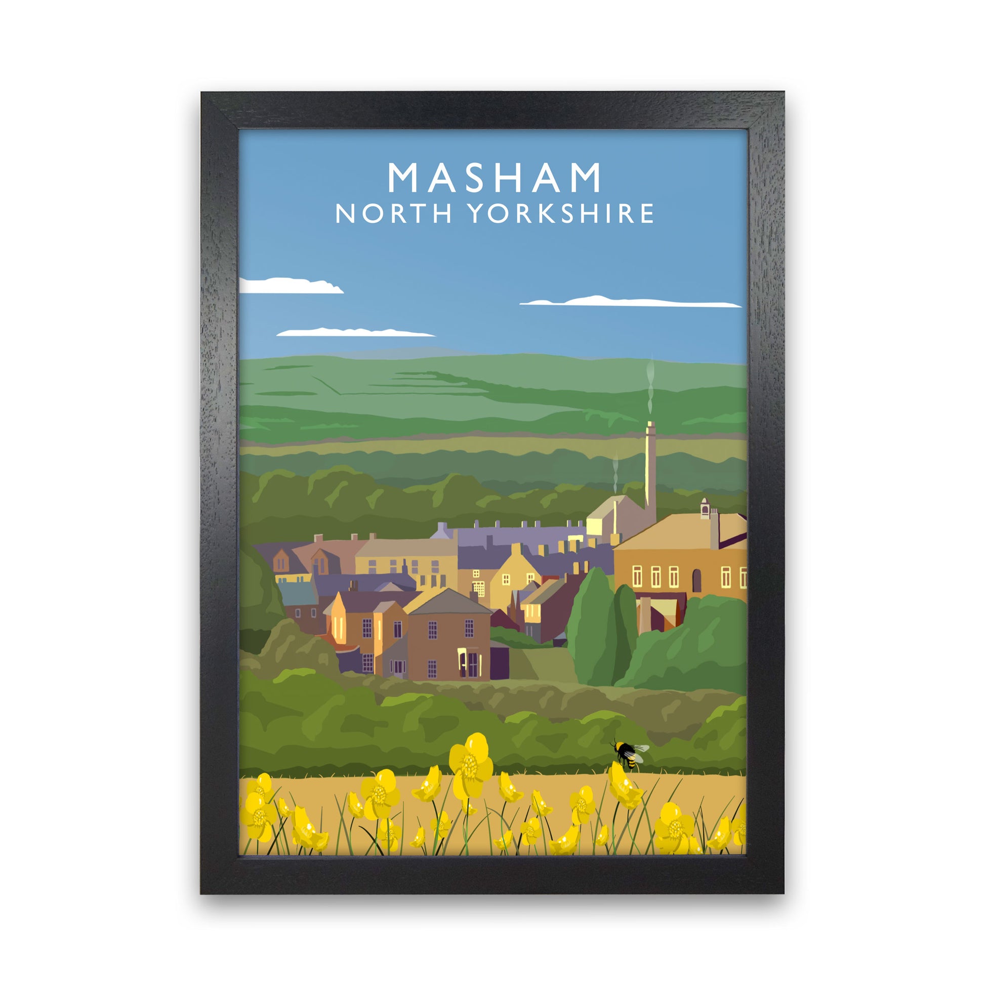 Masham North Yorkshire Framed Digital Art Print by Richard O'Neill Black Grain