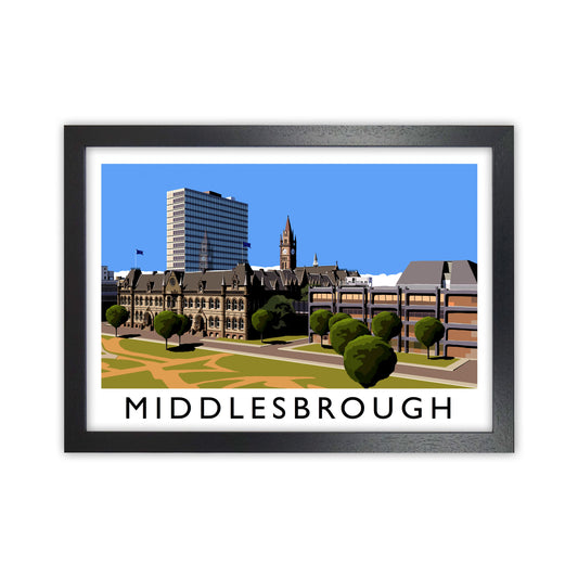 Middlesbrough Travel Art Print by Richard O'Neill, Framed Wall Art Black Grain