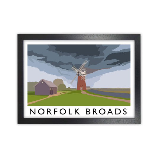 Norfolk Broads Framed Digital Art Print by Richard O'Neill Black Grain