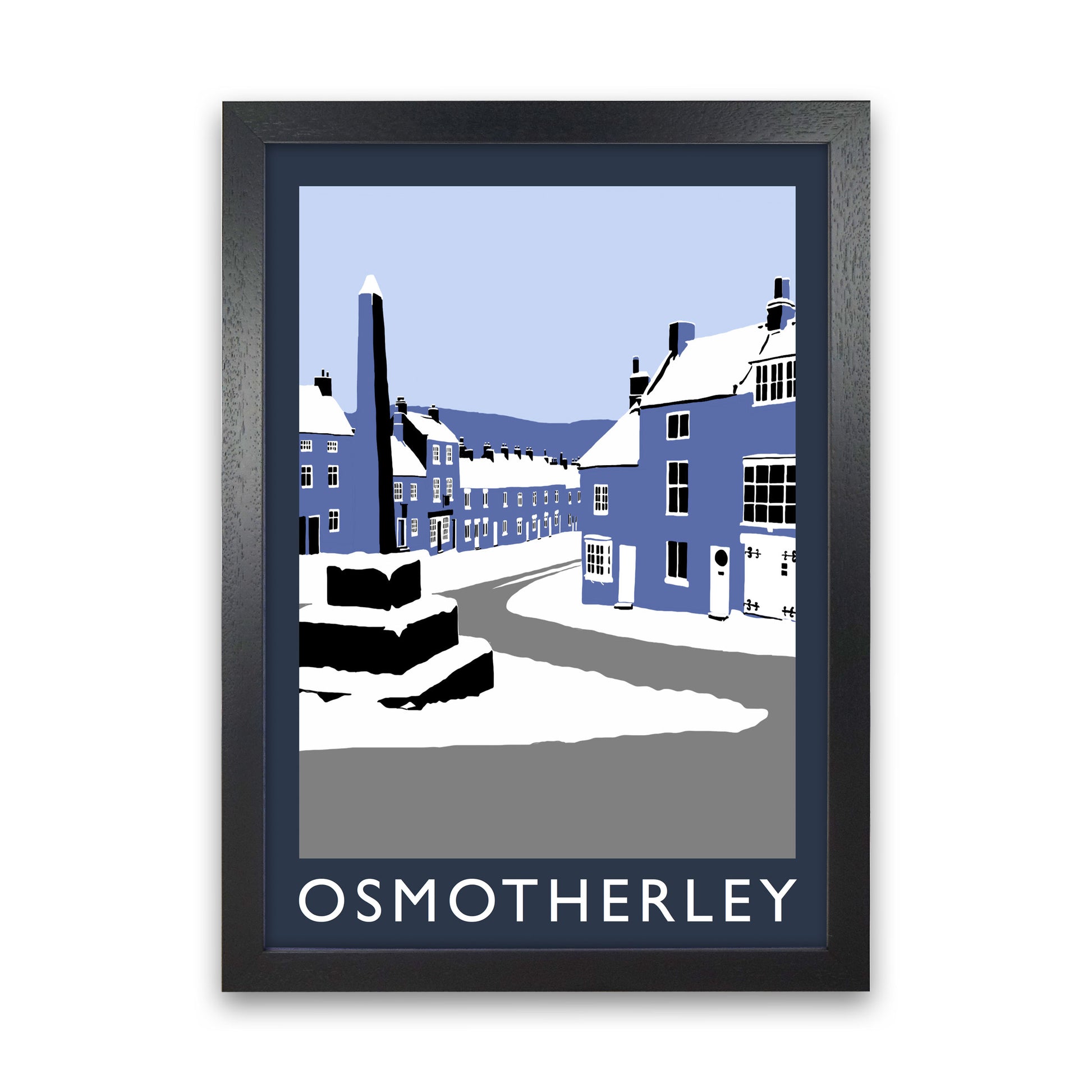 Osmotherley In Snow2 Portrait Travel Art Print by Richard O'Neill, Framed Wall Art Black Grain