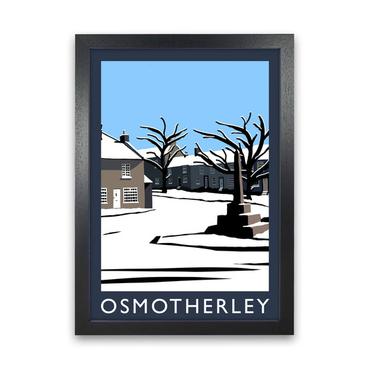 Osmotherley In Snow PortraitTravel Art Print by Richard O'Neill, Framed Wall Art Black Grain