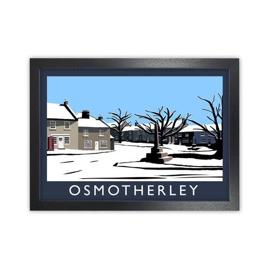 Osmotherley In Snow Travel Art Print by Richard O'Neill, Framed Wall Art Black Grain