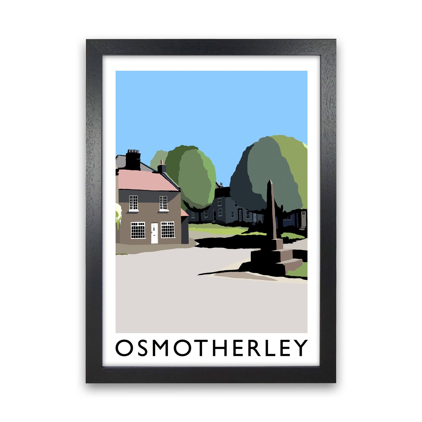 Osmotherley PortraitTravel Art Print by Richard O'Neill, Framed Wall Art Black Grain