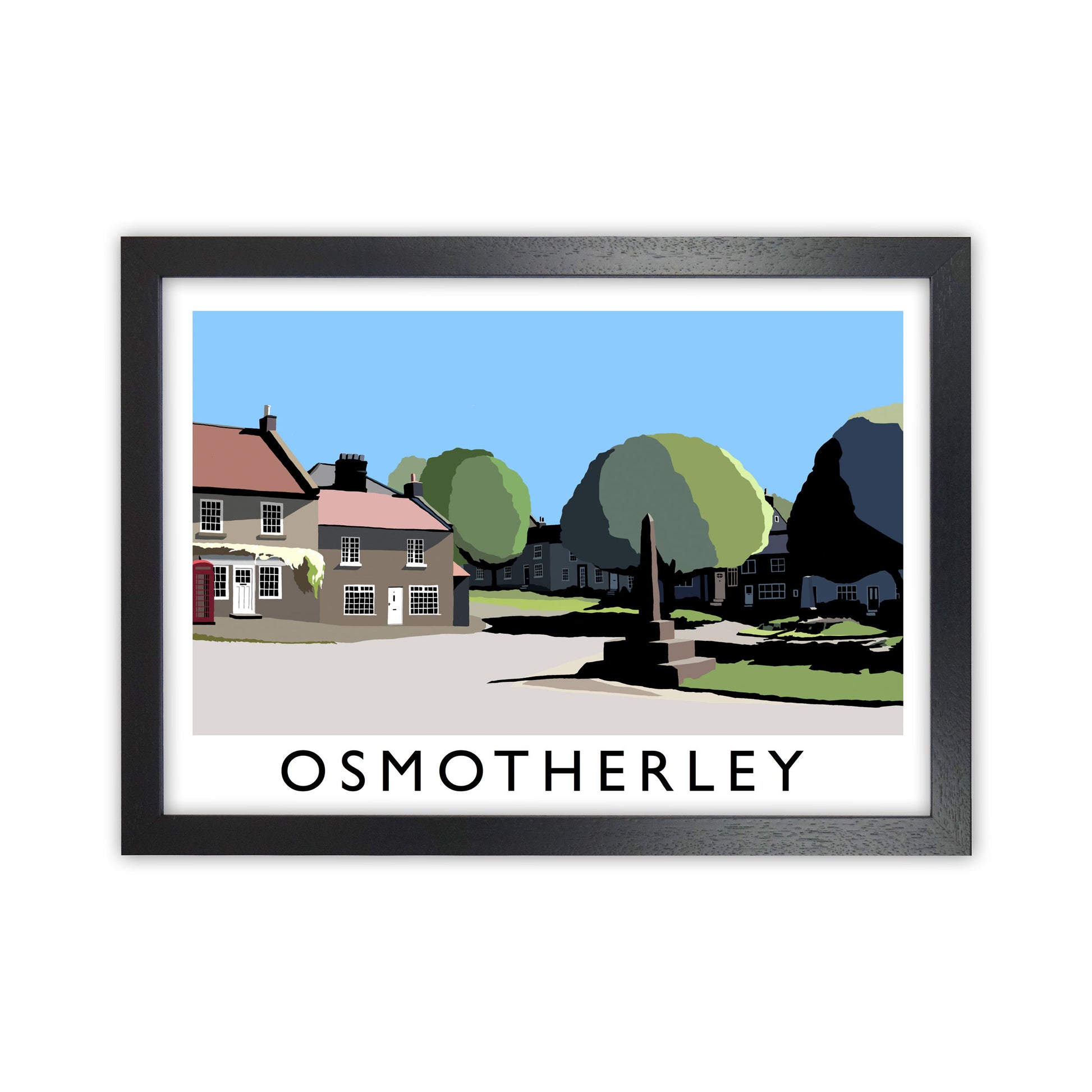 Osmotherley Travel Art Print by Richard O'Neill, Framed Wall Art Black Grain