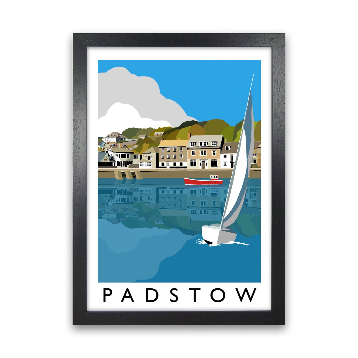 Padstow Framed Digital Art Print by Richard O'Neill, Framed Wall Art Black Grain