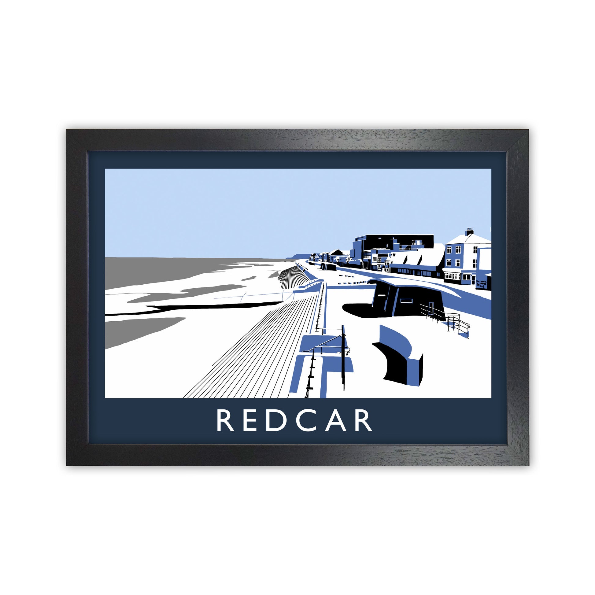 Redcar Framed Digital Art Print by Richard O'Neill, Framed Wall Art Black Grain