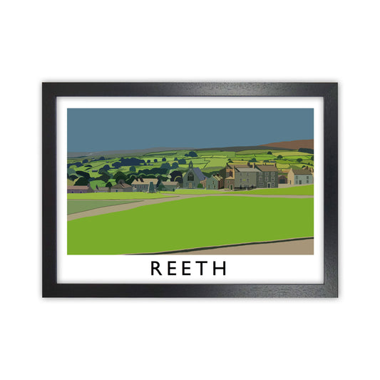 Reeth Travel Art Print by Richard O'Neill, Framed Wall Art Black Grain