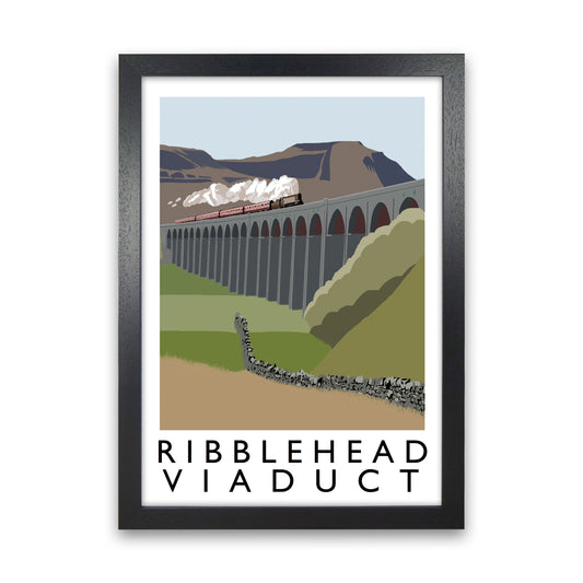 Ribblehead Viaduct Travel Art Print by Richard O'Neill, Framed Wall Art Black Grain