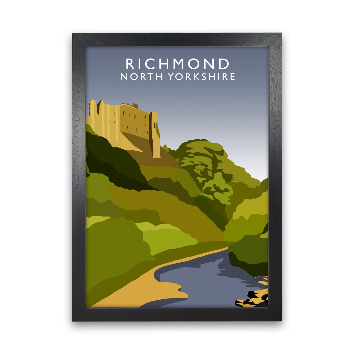 Richmond2  North Yorkshire Portrait Travel Art Print by Richard O'Neill Black Grain