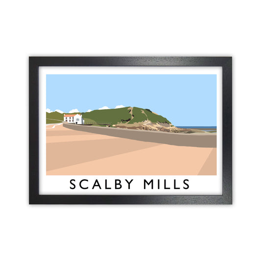 Scalby Mills Travel Art Print by Richard O'Neill, Framed Wall Art Black Grain