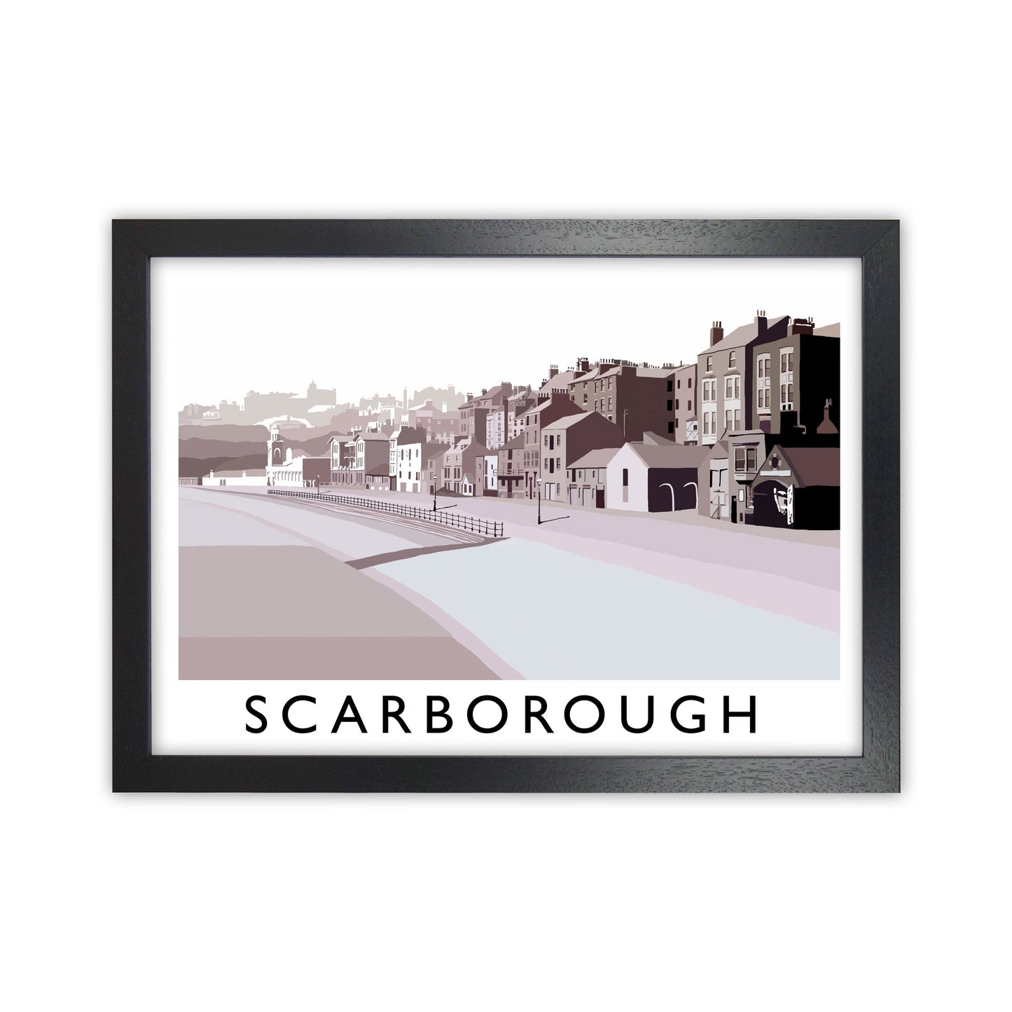 Scarborough Old Travel Art Print by Richard O'Neill, Framed Wall Art Black Grain